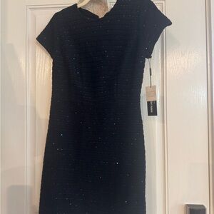 Karl Lagerfeld Women’s Blue Sequin Knit Stripe Dress